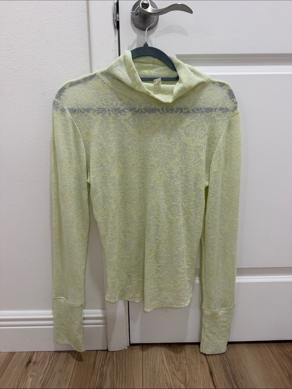 Free People Lightweight Pale Yellow Sheer Long Sleeve Top